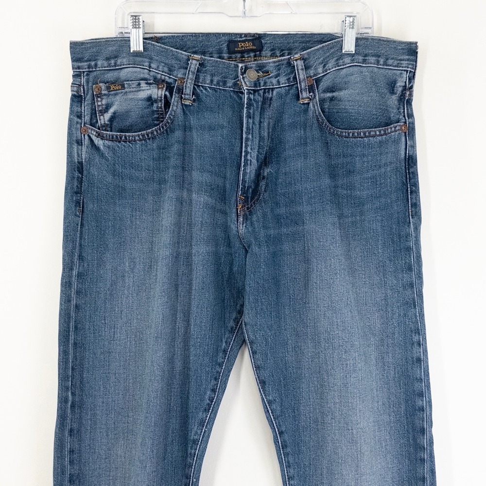 Polo Ralph Lauren Varick Slim Straight Jeans Mens 36x32 Blue Denim Medium Wash